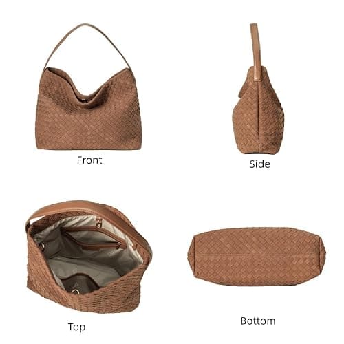 Woven Suede Tote Bag for Women Faux Suede Hobo Bag Slouchy Shoulder Bag Soft Woven Handbag thumbnail 4