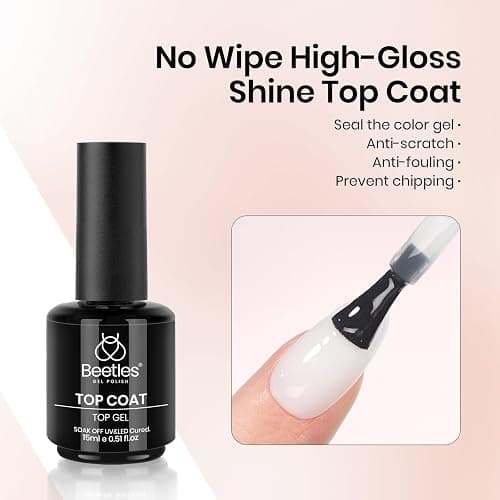 Beetles 3Pcs 15 ml White Gel Nail Polish with Gel Base and Top Coat Set | Soak-Off UV Lamp, Glossy Long-Lasting French Manicure Art Design Kit thumbnail 3
