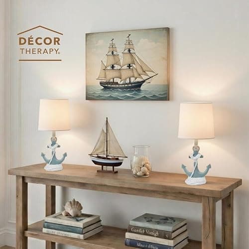 Decor Therapy Anchor Resin Accent Lamp, Easy on/Off Push-Through Light Switch, Coastal Style, Energy Efficient, 40W, Sky Blue - (8" D x 8" W x 16" H) thumbnail 8