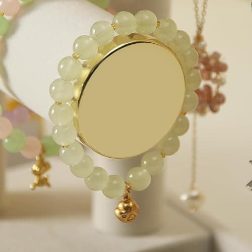 Pangkeep Jewelry Holder Stand,2 Tier Necklace Bracelet Organizer with Tray,Jewelry Displays for Selling Bangles Scrunchie Hair ties Watches and Chains (Beige) thumbnail 6
