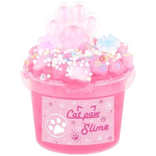 Pink Jelly Crunchy Cat's Paw Slime,Super Soft and Non-Sticky, Great for Birthday Gifts for Girl and Boys,Party Favors,Christmas Stocking Stuffers（300ml） - Image 1