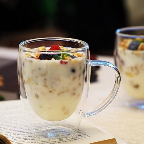Glass Coffee Mugs 350ml, Top-spring 12oz Clear Glass Coffee Cups with Handles - Set of 4 Double Wall Insulated Coffee Mug Tea Latte Espresso Cups - 12oz thumbnail 7