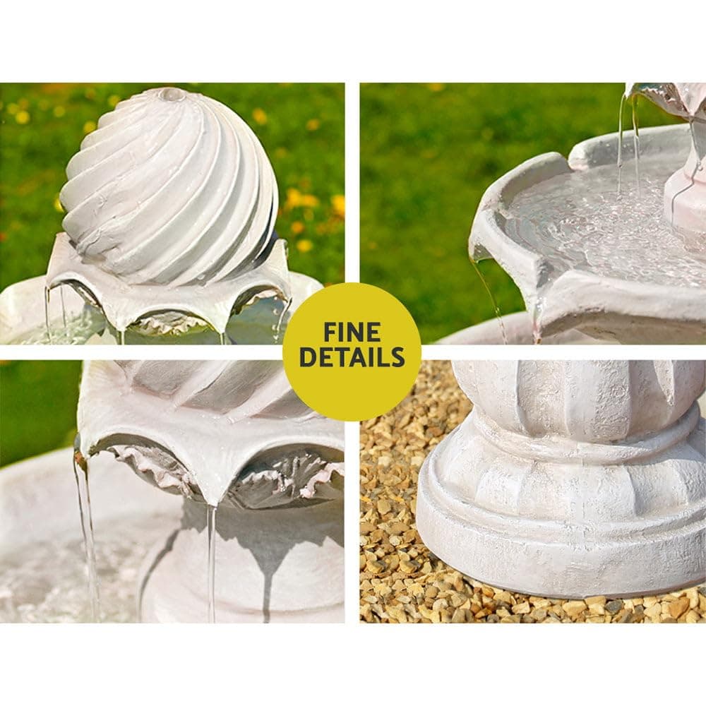 Gardeon Solar Water Fountain, 9V 93cm Tall Feature Pump Bird Bath Powered Features Fountains Garden Outdoor Indoor Pond Decoration, 4 Tiers Birdbath Battery Ivory thumbnail 5