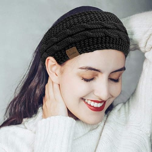 Loritta 4 Pack Womens Winter Headbands Fuzzy Fleece Lined Ear Warmer Cable Knit Thick Warm Crochet Headband Gifts thumbnail 6