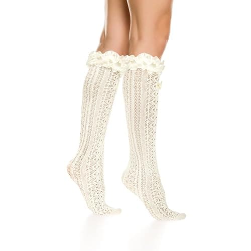 Benefeet Sox Lace Fishnet Knee High Socks Women Girls Ruffle Mesh Knee Highs Lolita Socks Fishnet Stockings thumbnail 3