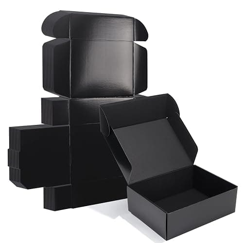 ZBEIVAN 12x9x4 Black Small Shipping Boxes, 20 Packs Corrugated Cardboard Mailer Boxes for Packaging Small Business Mailing Gifts Wrap Boxes with Lids - Image 1