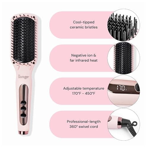 L'ANGE HAIR Le Vite Straightening Brush | Heated Straightener Flat Iron for Smooth, Anti Frizz Hair | Dual-Voltage Electric Brush Straightener | Hot Brush for Styling thumbnail 3