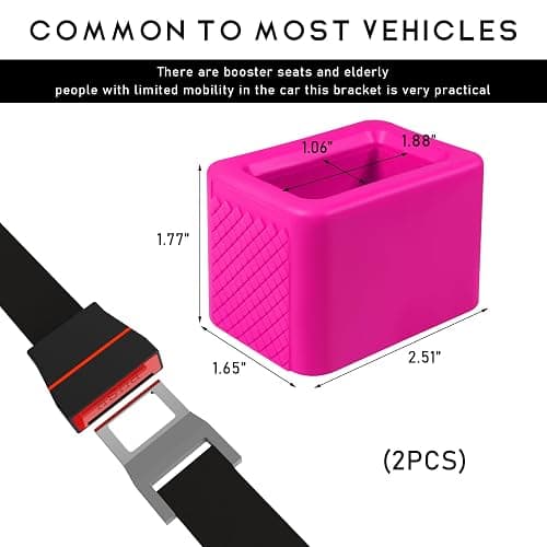 Ohleats 2 PCS Seat Belt Buckle Holder, Silicone Buckle Booster Raises Your Seat Belt for Easy Access, Buckle Cover Makes Receptacle Upright Buckling, Car Accessories for Kids (Bright Pink) thumbnail 2
