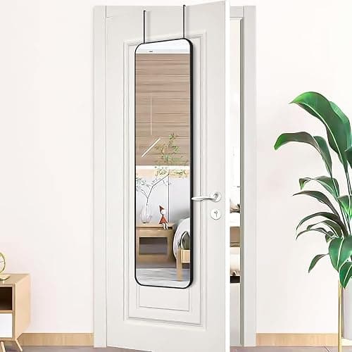 SCWF-GZ 47x14 Mirror Rectangle Full Body Length Door Hanging Wall Mounted Metal Frame Dressing Make-up Mirrors for Entryway Bedroom Bathroom Living Room 47 14 inch Black - Black - 47"L x 14"W thumbnail 4