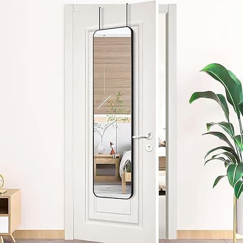 SCWF-GZ 47x14 Mirror Rectangle Full Body Length Door Hanging Wall Mounted Metal Frame Dressing Make-up Mirrors for Entryway Bedroom Bathroom Living Room 47 14 inch Black - Black - 47"L x 14"W thumbnail 4