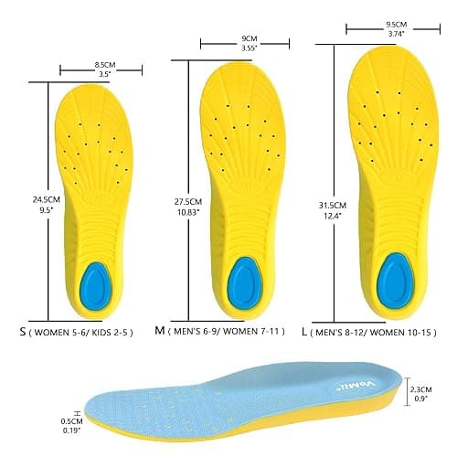 Shoe Insoles for Women Men and Kids, Memory Foam Insoles, Comfortable Sports Shoe Inserts for Shock Absorption and Relieve Foot Pain, Plantar Fasciitis Arch Support Insoles, M(Men 6-9/ Women 7-11) thumbnail 7