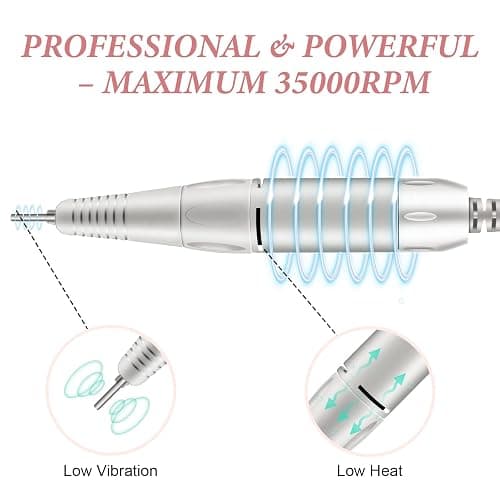 Electric Nail Drill, DELIFO Portable Nail Drill Professional 35000 RPM Nail File Machine Rechargeable Pedicure Acrylic Nails Polishing Tools with Bits LED Display for Home Salon Manicure thumbnail 4
