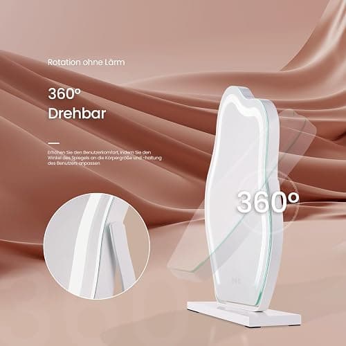 EMKE Hollywood Spiegel mit Beleuchtung, 3 Lichtfarben dimmbar, Schminkspiegel mit Beleuchtung, Schminktischspiegel mit Touch, 360 Grad Drehbar, asymmetrischer Spiegel 58x45cm (Weiß) thumbnail 4