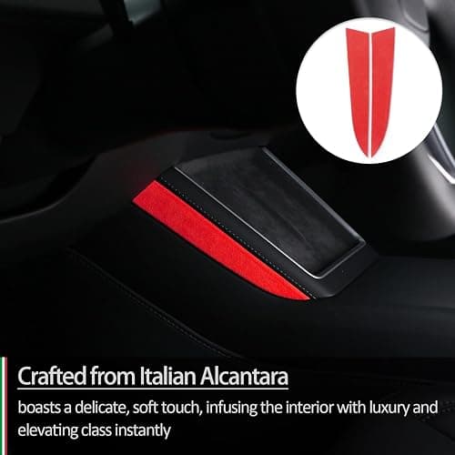Sides of The Wireless Phone Charger Sticker for Alcantara Tesla New Model 3 2024-2026 New Model Y 2025-2026 Interior Italian Suede Red Upgrade Trim Cover thumbnail 2