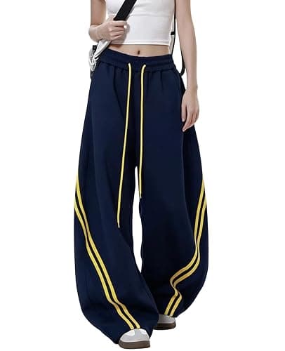 Chmnigma Wide Leg Sweatpants for Women Men Baggy Casual Joggers Barrel Sweat Pants Elastic Waist Drawstring Pants thumbnail 5