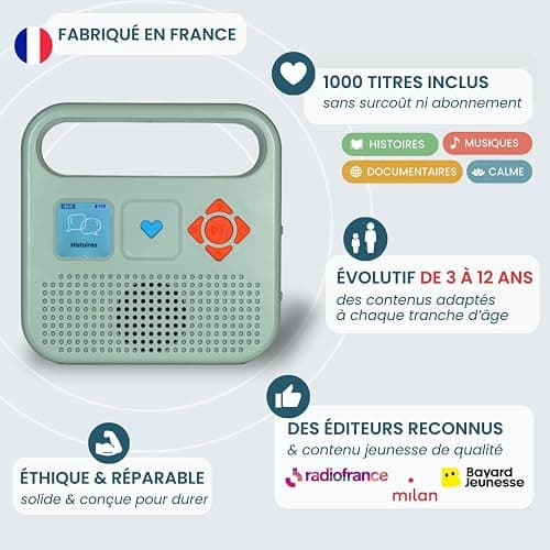 Merlin - Boîte à Histoires avec 1000 titres Inclus - Contenus Bayard Milan & Radio France - 3-12 Ans - Vert Amande - Version 2 thumbnail 2