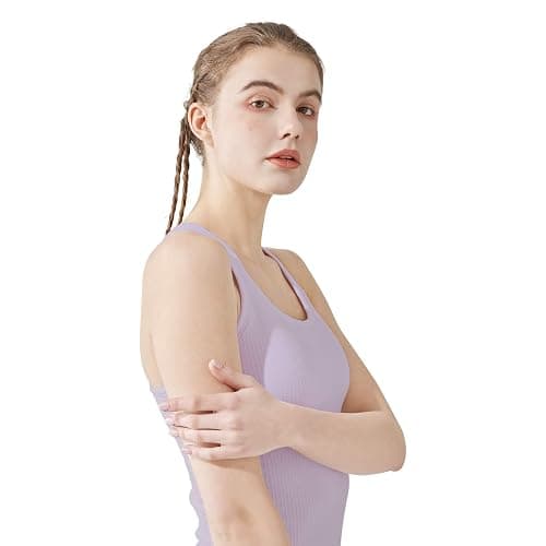 Yoga Racerback Tank Top for Women with Built in Bra,Women's Padded Sports Bra Fitness Workout Running Shirts thumbnail 4