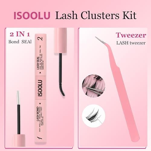 ISOOLU Fairy Lash Clusters Manga Individual Lashes C Curl Wispy Eyelash Clusters WideSpan Eyelash Extension Kit with Lash Bond and Seal Wet-Look Spiky Cluster Lashes (Fairy Kit) thumbnail 4