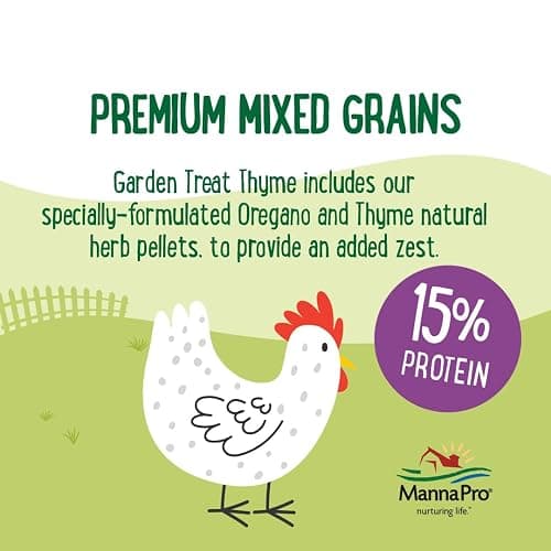 Manna Pro Farmhouse Favorites – Garden Treat Thyme – Premium Grains for Poultry – Made with Oregano & Thyme – Real Veggie Poultry Feed Supplement – 4lb Bag thumbnail 3