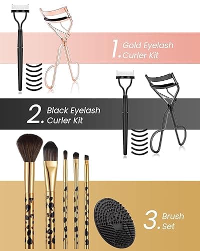 TPPICK Eyelash Curler Kit Metal Lash Curlers with Eyelashes Separator Comb Tools & 6 Replacement Refill Pads (Black) - Black thumbnail 7