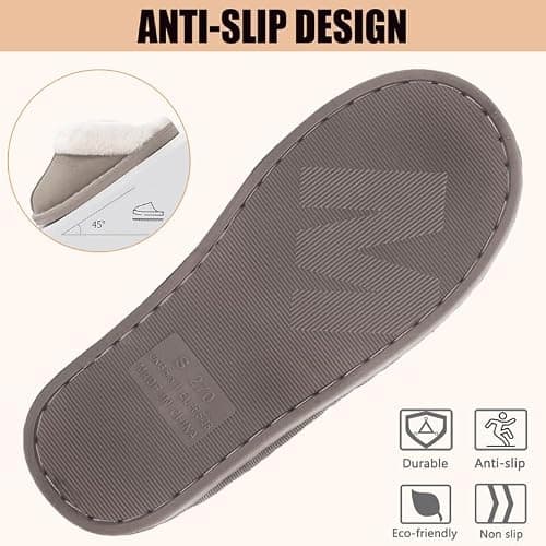 Misolin Damen Herren Hausschuhe Winter Warme Faux Pelz Slippers Weiche Flache Plüsch Pantoffeln Rutschfeste Outdoor/Indoor - mit super Qualität thumbnail 6
