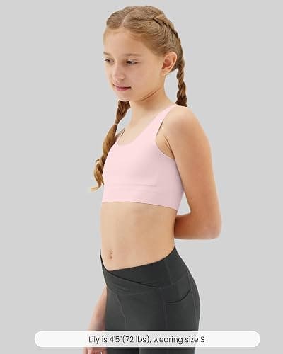 Sascina Girls Soft Training Bras 7-12 Seamless First Bra Girls Sports Bras Longline Crop - No Pads, Chest Double Lined thumbnail 2