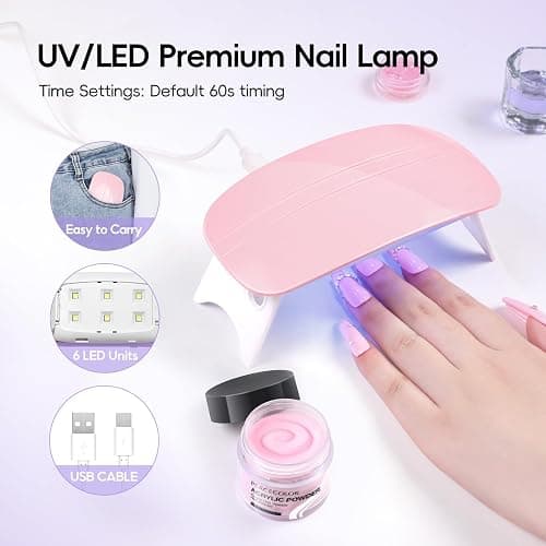 PEACECOLOR Acrylic Nail Kit with Electric Nail Drill and Lamp, 114PCS Nail Set with Everything 11 Colors Clear Pink White Nude Acrylic Powder and Liquid Set False Nail Tips Starter Kit Women Salon thumbnail 5