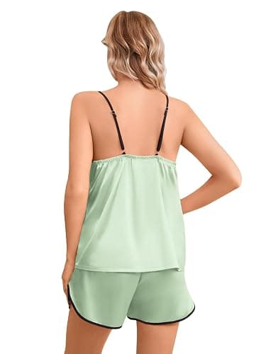 Girls & Women Silk Pajamas Set Satin Camisole Sleepwear 2 Piece Pjs, 3 Years - Women XXL thumbnail 6