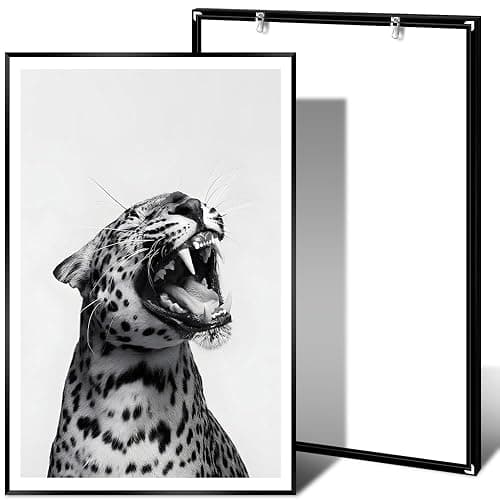Lustiges Tierposter, schwarz-weißer brüllender Leoparden-Wandkunst, Vintage-Geparden-Dekor, trendiger Druck, Leinwand, Wildtiere, ästhetische Drucke für Wohnzimmer, Schlafzimmer, Badezimmer, Poster thumbnail 2