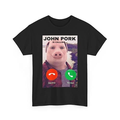 John Pork Funny Answer Call Phone T-Shirt, Brainrot T-Shirt - Image 1