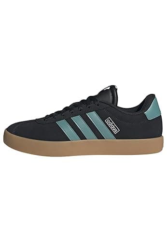 adidas Men's Vl Court 3.0 Sneaker - 7.5 - Black/Powder Teal/Silver Metallic