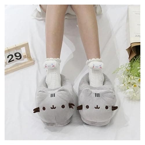 Cartoon Covered Slippers Warm Winter Slides Soft Plush Doll Indoor Cute Anime Bedroom Shoes Home Use EU38-42 thumbnail 3