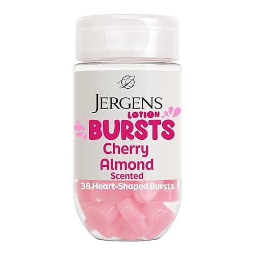 Jergens Cherry Almond Lotion Bursts, Squishy Heart-Shaped Moisturizer Bursts, Lotion Gifts for Teens, 38 Ct - Cherry - 38 Count (Pack of 1)