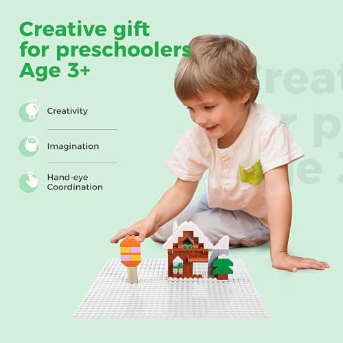 Etarnfly Classic Baseplates Building Plates-10" x 10" Building Boards,100% Compatible with All Major Brands and Activity Table, Creative Platforms Mats for Toy Bricks (White, 8 Pack) thumbnail 4
