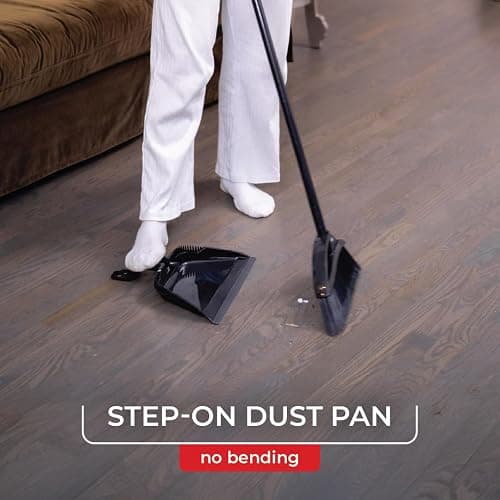 O-Cedar Strong Sweep Broom and Dustpan Set with Detail Brush | Indoor Outdoor Heavy Duty Stiff Bristle Broom | Step-On Dust Pan thumbnail 10