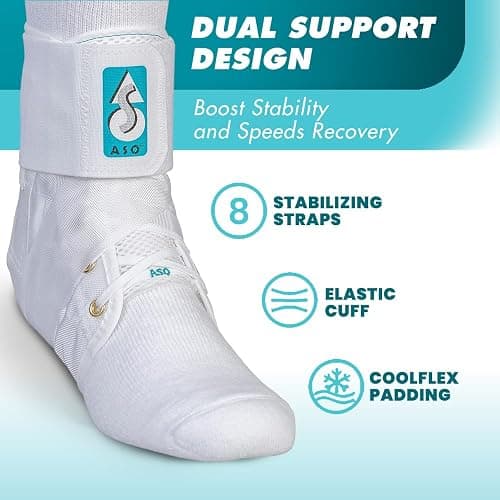 Med Spec ASO Ankle Stabilizer (Small, White) – Ankle Brace for Sprained Ankle and Peroneal Tendonitis, Orthopedic Ankle Support for Men, Women, Adults, Teens and Kids, Sports Injury Recovery, 264002 thumbnail 2
