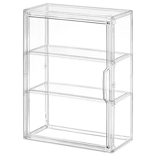 VGLXTRNT 3 Tier Clear Display Case for Figures, Wall-Mounted Acrylic Storage Organizer Box, Stackable Display Cabinet with Magnetic Door & Removable Shelves, Showcase for Collectibles, Figures - Image 1