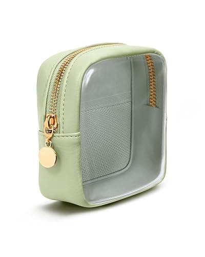 Wandering Nature Clear Makeup Bag for Purse Mini Make up Cute Cosmetic Bag Pouch for Women with Slip-in Pockets Travel Toiletry Essentials Eco Vegan Leather Organizer Bags(Patent Pending) - Image 1