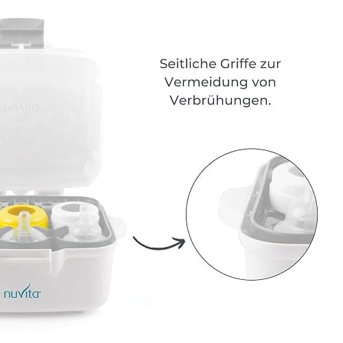Nuvita 1085 Sterilizzatore a Vapore Microonde – Per biberon, ciucci ed accessori - Sterilizza fino a 3 biberon in 2 minuti – Compatto e portatile - Senza BPA nè Ftalati - Marchio EU thumbnail 6