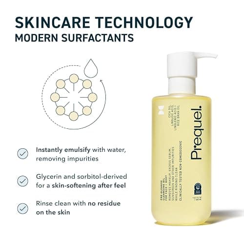 Prequel Skin Pre-Gleanse Oil Cleanser for Face. Double Cleansing Oil Skincare for Women with Cica and more. Non-Comedogenic Makeup Remover. Unscented Gentle Formula For All Skin Types. 13.5oz thumbnail 4