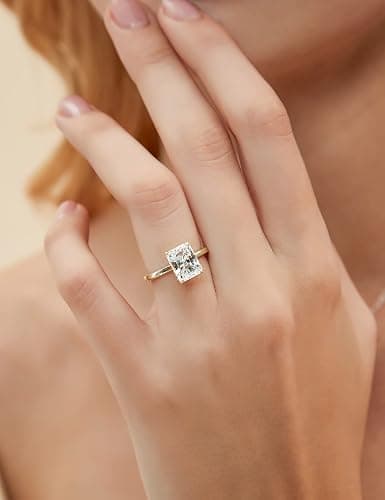 EAMTI 1/2/3/4CT 925 Sterling Silver Engagement Rings Radiant Cut Solitaire Cubic Zirconia CZ Wedding Promise Rings for Her Wedding Bands for Women Size 3-11 thumbnail 4