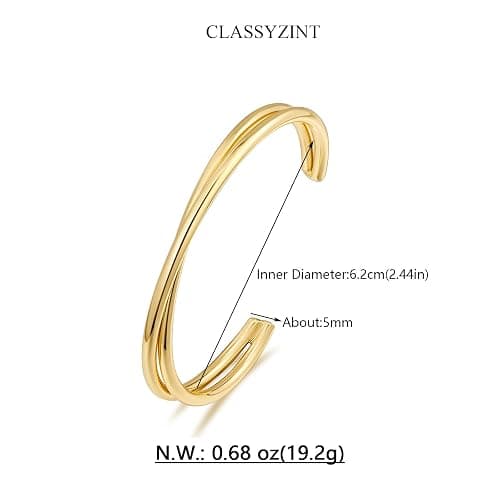 CLASSYZINT Silver/Gold Twisted Cuff Bracelet For Women Opening Chunky Cuff Bracelet Women thumbnail 2
