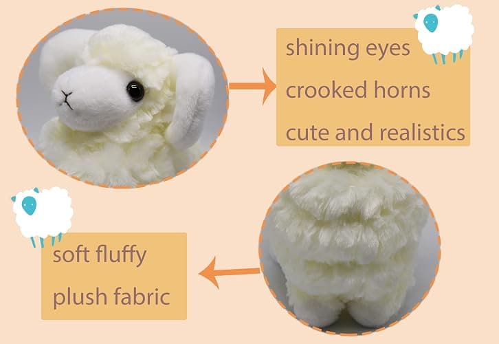 Cuddly Sheep Stuffed Animal Adorable Fluffy Plush Sheep Toy Super Soft and Cute Lamb Doll Pretty Sweet Gifts for Kids Boys and Girls Present for Birthday or Party 10 Inches thumbnail 6
