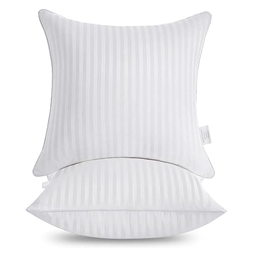 Oubonun 18 x 18 Throw Pillow Inserts, Firm and Fluffy Decorative Square Pillows for Couch Bed Sofa with Soft Cotton Cover White Cushion with Down Alternative Pack of 2 thumbnail 5