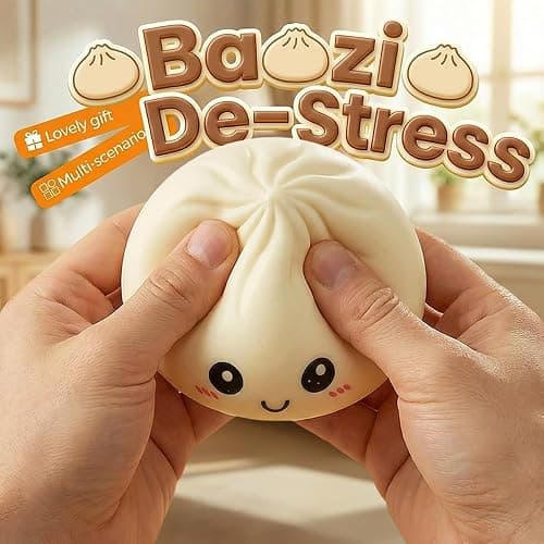 Dumpling Squishy, 2026 New Soft Glitter Dumpling Squishies Stress Relief Balls, Handmade Pressure Relief Balls with Food Steamer Squeeze Dough Ball for Office & Home Relaxation (3PCS) thumbnail 5