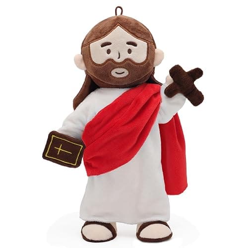 Yelakey Jesus Plush Doll with Jointed Skeleton Jesus Plushie 13.4" Poseable Jesus with Removable Accessories Easter Christian Gifts for Kids (Red) - Image 1