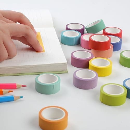 Phinus Washi Tape Set, 16 Pack Decorative Tape, Multicolor, 15mm x 5m, Reusable, Ideal for Gift Wrapping, Journaling, Crafting, Decoration thumbnail 6