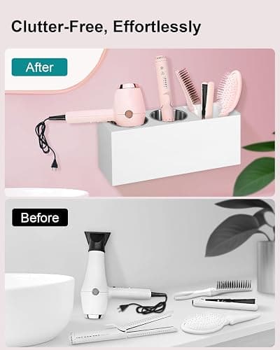 Hair Tool Organizer, Hair Dryer Holder with Heatproof Steel Cups, Acrylic Vanity Organizer for Curling Iron, Flat Iron & Hair Brushes, Perfect for Bathroom Countertop or Cabinet Storage thumbnail 4
