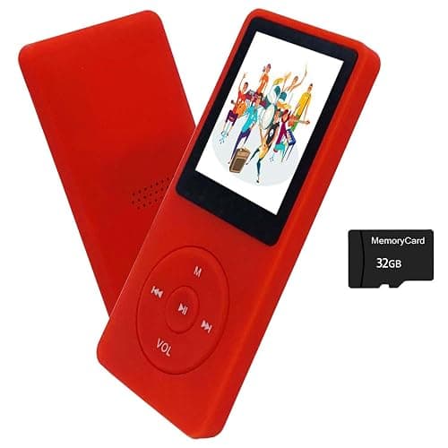 MP3 Player 32GB with Speaker Earphones Portable Music Player for Kids Support FM Radio Voice Recorder E-Book Support up to 128GB Red - Image 1