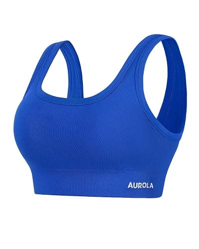 AUROLA Power Womens Square Back Basic Sports Bra - Square Neck Padded Low Impact Yoga Bra Workout Crop Top - Image 1